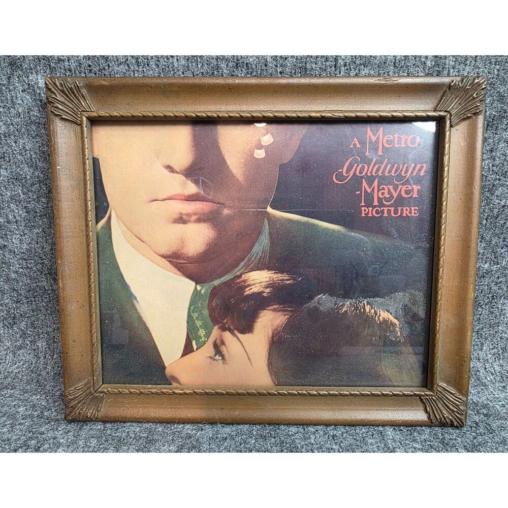 Metro Goldwyn Mayer Movie Picture Frame Vintage 12x12 Inch Brown Wooden Wall Art